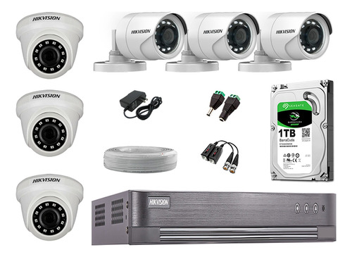 Kit 6 Camaras De Seguridad Hikvision Hd Completo 1tb