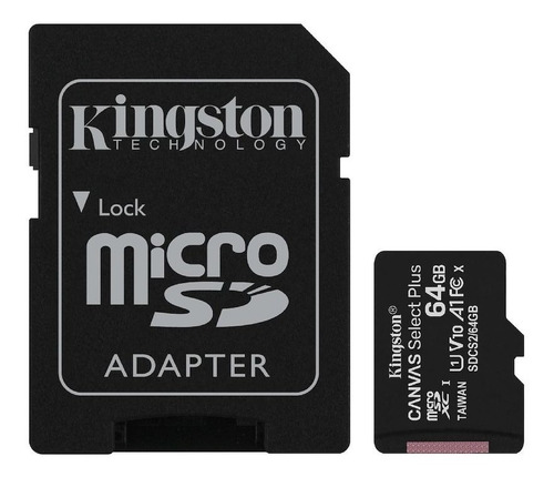 Imagen 2 de 3 de Memoria Micro Sd Kingston 64gb 100mb/s Clase 10 Canvas Plus