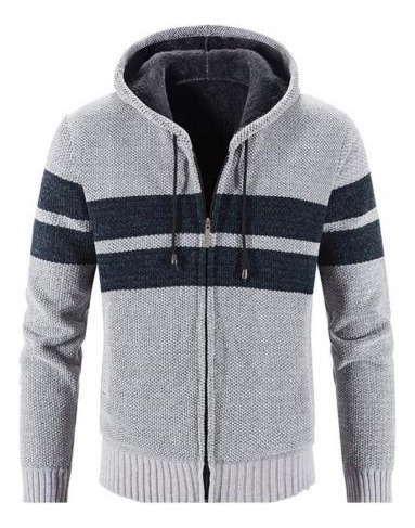 Suéter Con Capucha A Rayas Para Hombre, Suéter Con Bolsillos