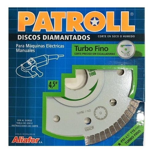 Disco Diamantado Turbo Fino Patroll 115mm Porcelanato