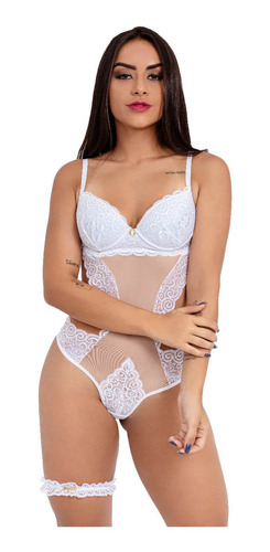 Lingerie Sensual Sexy Aberto Nas Costas Luxo Perneira