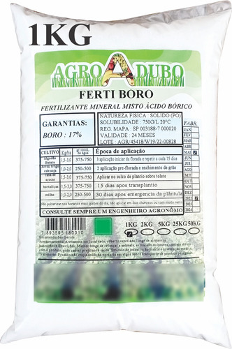 Ácido Bórico Puro Soluvel Fertilizantes 1kg
