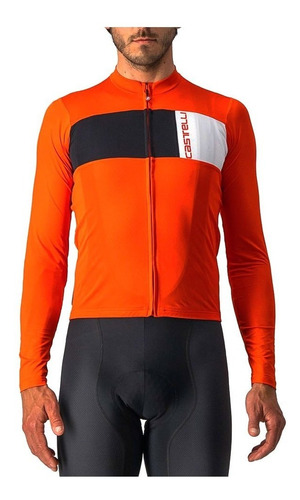 Camisa Ciclismo Castelli Men Prologo 7 Manga Longa Fiery Red