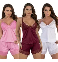 Comprar  Kit Cu002F3 Conjunto Baby Doll Short Doll Sexy Luxo Atacado