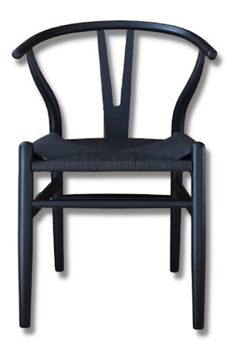 Silla Wishbone Ratan Tono Negro Y Marco Color Negro Cuota