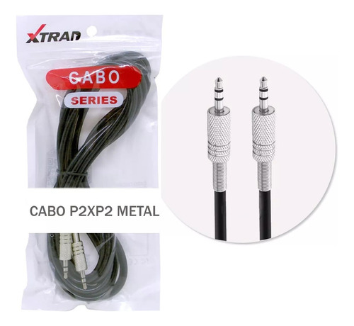 Cabo Audio Plug Metal P2 X P2 5 Metros Alta Qualidade Xtrad