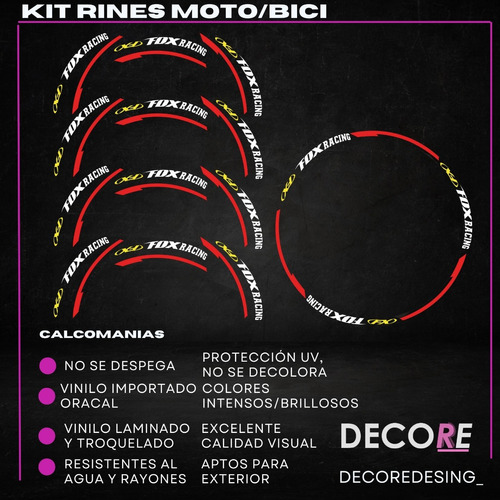 Calcos Rines Para Moto / Bici Todos Los Modelos Editables Vi