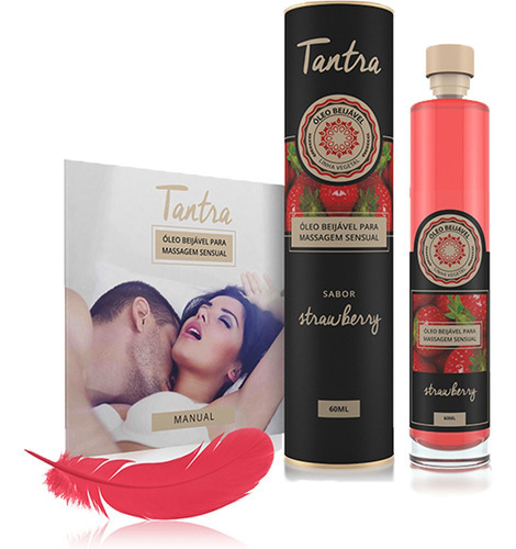Kit Óleo Massagem Tantra Morango E Óleo De Coco Hidratante