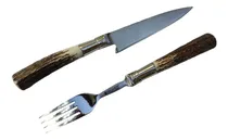 Comprar Cuchillo Y Tenedor Artesanal De Mesa Asta Alpaca 11 Cm Inox.