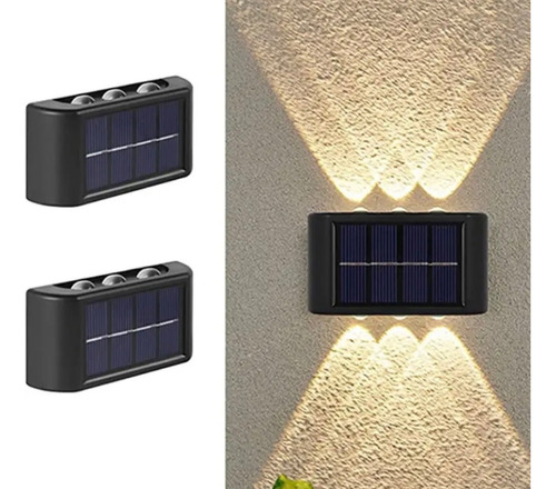 Aplique Luz Lampara Pared Bidireccional Panel Solar 6led 