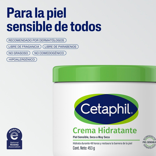 Crema Hidratante Corporal Cetaphil Para Piel Sensible Seca a Muy Seca 453 gr