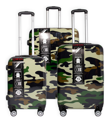 Owen Set X3 Valijas De Viaje Estampadas Rígidas Ow40006 6c
