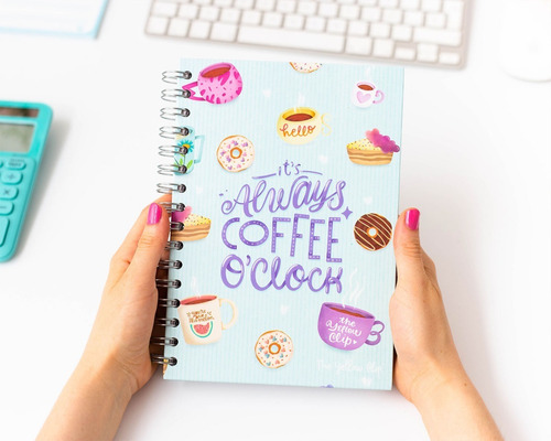 Libreta Espiral Pasta Dura Con Stickers, Tipo Bullet Journal