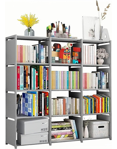 Estante cubo Auok Bookshelf plateado mate - 123cm x 125cm x 27cm y 30mm de espesor - soporta hasta 20kg