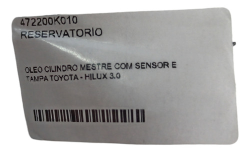 Reservatório Óleo Freio Hilux 3.0 2005/2015 C/sensor 2 Saída