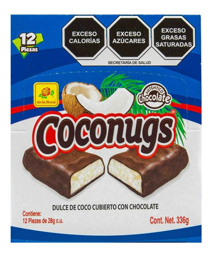 De La Rosa Dulce De Coco Coconugs Con Chocolate 12p 336g