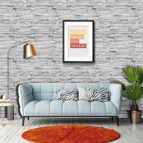 Imagen 7 de 7 de Papel Tapiz De Piedra Laja Gris Ladrillo Autoadherible Pared