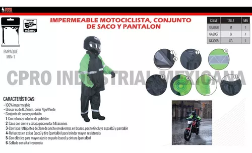 Impermeable Motociclista Saco/Pantalón