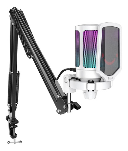 Micrófono Fifine Ampligame A6t Rgb (incluye Brazo) - White