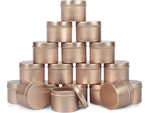 4oz,18 Latas Redondas De Aluminio Para Velas Color Light Gold