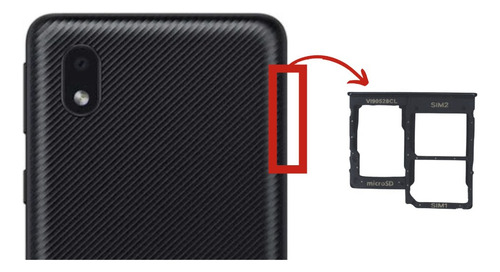 Gaveta Bandeja Sim Chip Slot Compatível Galaxy A01 Core Cor Preto