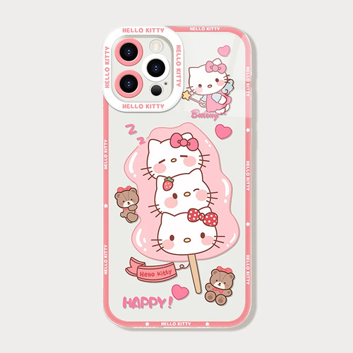 Funda Blanda Hello Kitty Cinnamorol Para iPhone 14 15 13 12