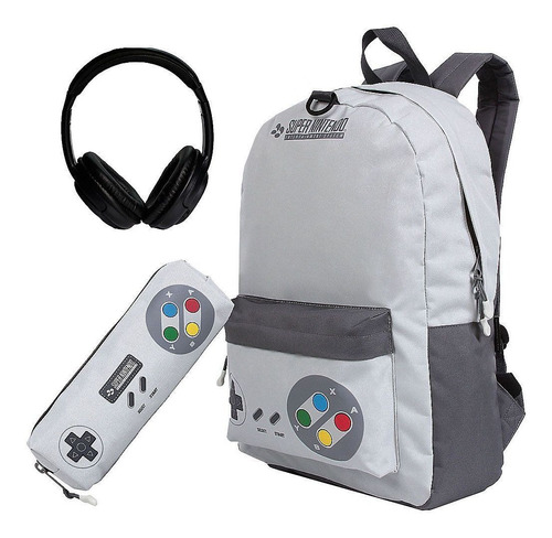 Kit Mochila Estojo Super Nintendo Original Escolar Reforçada