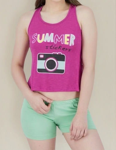 Pijama 2 Piezas Playera Y Short Para Mujer T Med