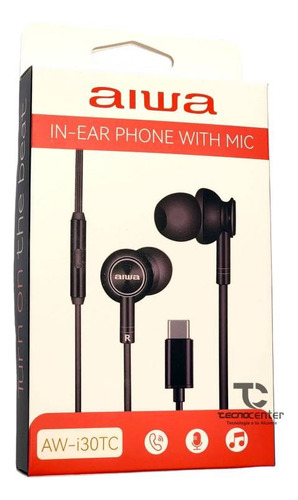 Audifonos In Ear Aiwa Conector Tipo C Aw-i30tc Negro