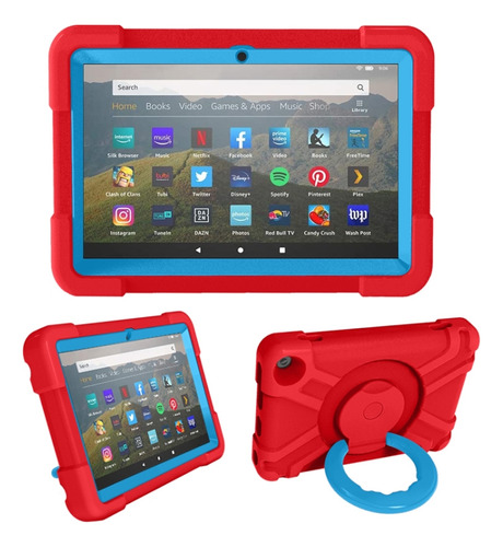 Rojo Y Azul Para Amazon Kindle Fire Hd8 (2020) Pc Y Silicona