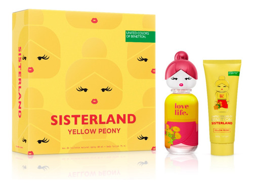 Set Benetton Sisterland Yellow Peony 80ml + Body Lotion 75ml Volumen De La Unidad 80 Ml