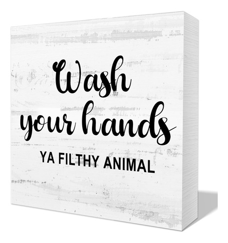 Wash Your Hands Ya - Caja Rustica De Madera Con Cita De Bano