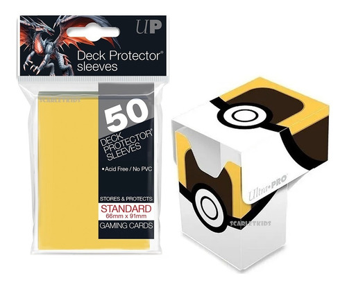Pokemon Deck Box Ultra Ball + Protectores Ultra Pro 50 Unid
