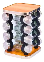 Comprar Especiero Giratorio Base Madera 16 Frascos Condimentero