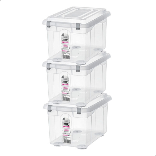 Kit Caixa Organizadora Transparente Sanremo 16,7l 3un