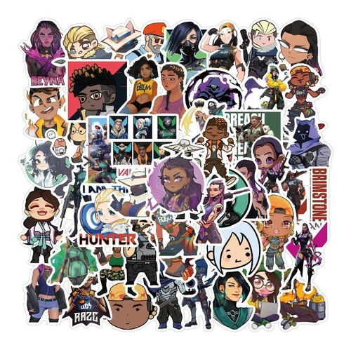 50 Stickers De Valorant - Etiquetas Autoadhesivas