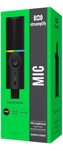Microfono Gamer Streamplify Mic-48-rgb-tp-bk-trípode Black