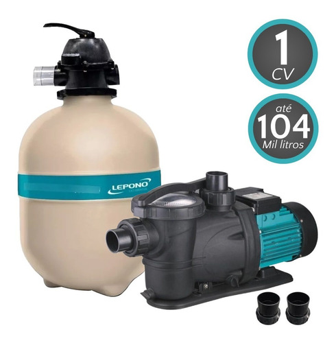 Motobomba 1 Cv Lepono + Filtro Piscina Fpl-600 Até 104mil 110v