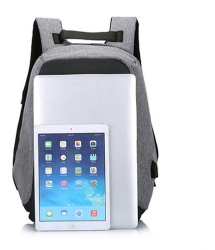 Mochila Antirrobo Urbana Usb Compartimento Laptop Color Gris oscuro con Negro