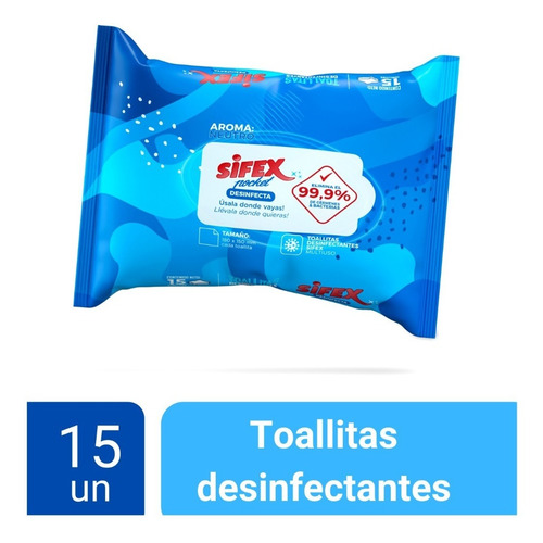 Toallitas Desinfectantes De Bolsillo Sifex Pocket 15 Uni.