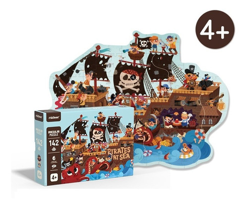 Puzzle Irregular Barco Pirata- 142 Piezas - Mideer