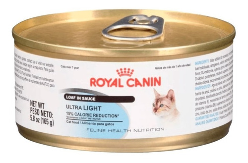 24 Latas Royal Canin Ultra Light Cats Wet Loaf In Sauce 165g