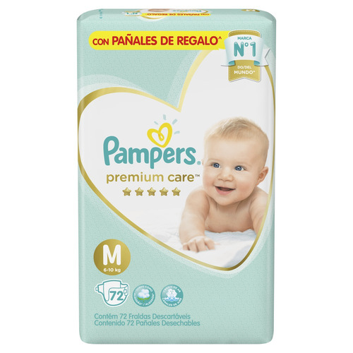 Imagen 2 de 2 de Pañales Pampers Premium Care M 72 u