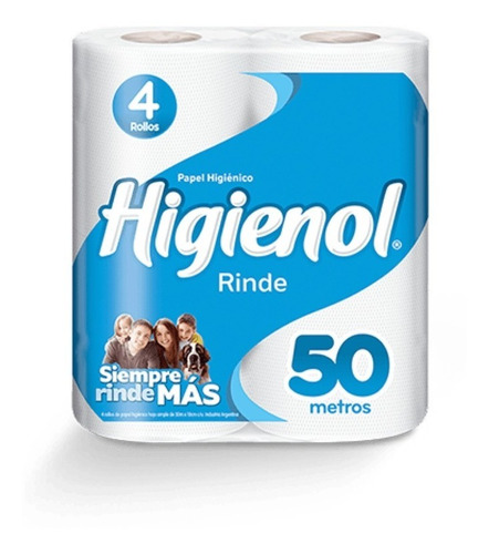 Papel Higiénico Higienol Rinde 50mt. X 4 Unid.