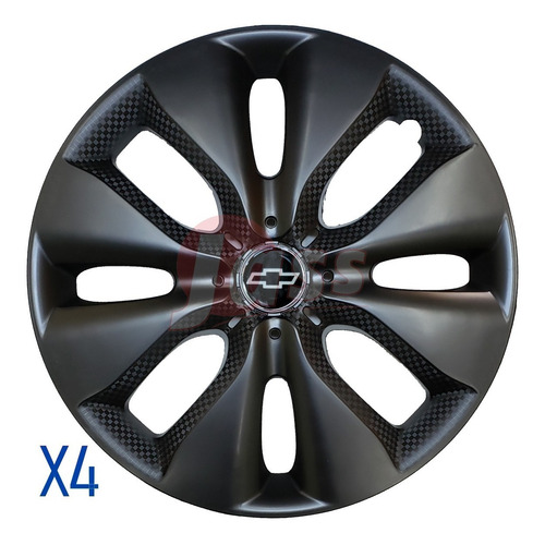 Juego 4 Tazas Rodado 14 Pulgadas Negra Mate Universal