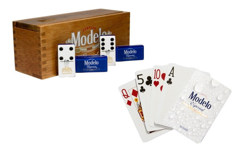 Dominó Profesional Caja Madera + Baraja Poker: Ceveza Modelo