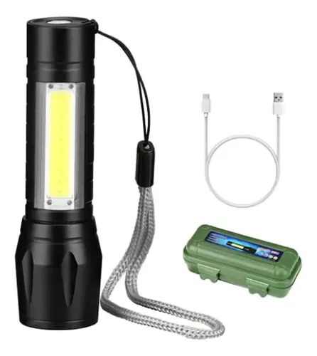 Lanterna Tática Midfour Lanterna Pequena Profissional Preto Com LED USB Recarregável