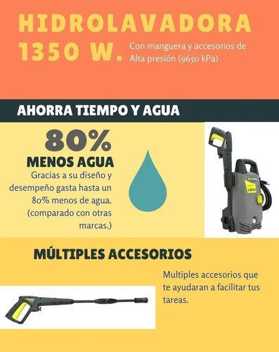 Imagen 6 de 8 de Hidrolavadora eléctrica Maxtool HIDRO-E-1350-MX gris de 1350W con 1400psi de presión máxima