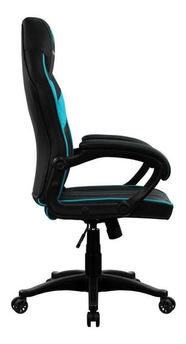 Silla de escritorio ThunderX3 EC1 gamer ergonómica negra y cyan con tapizado de cuero sintético