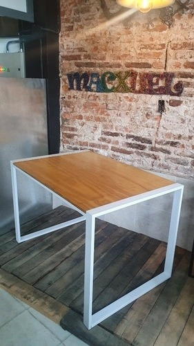 Imagen 4 de 4 de Mesa Comedor Industrial Madera Hierro Rustico 60/20 120x80